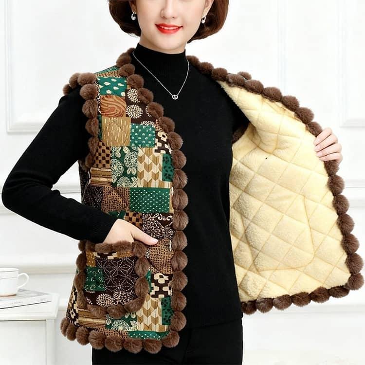 ハルモニチョッキ おばあちゃんチョッキ ベスト レディース 中綿ベスト 裏起毛 裏ボア 韓国 キルト キルティング アウター 前開き 防寒 保温 花柄 |  | 01