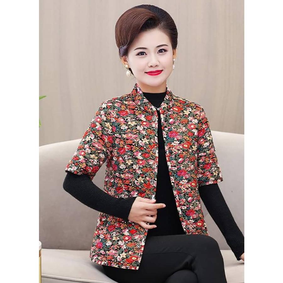 ハルモニチョッキ 裏起毛 中綿入り ベスト 半袖 キルト キルティング 韓国 ハルモニ チョッキ おばあちゃん 花柄 総柄 レディース 冬 トップス |  | 16