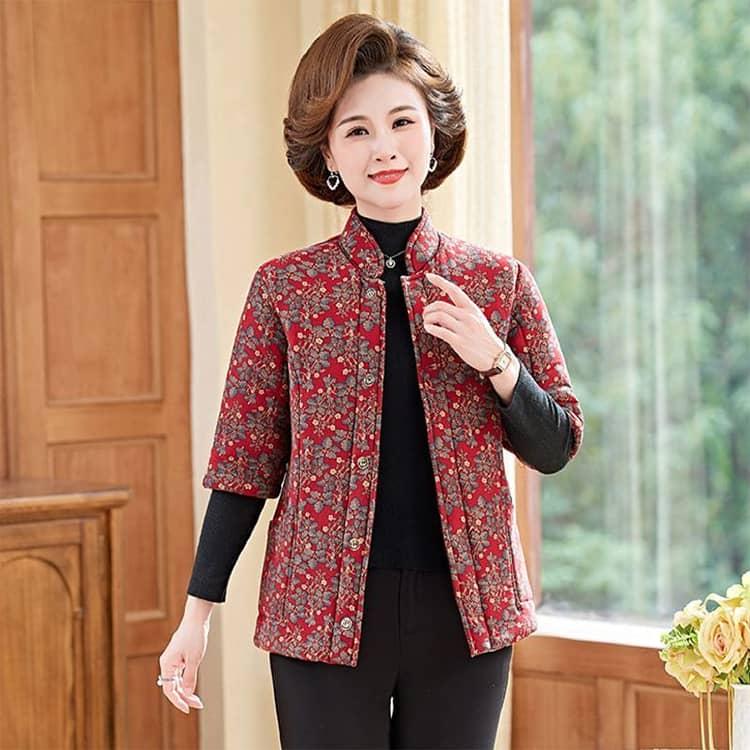 ハルモニチョッキ 裏起毛 中綿入り ベスト 半袖 キルト キルティング 韓国 ハルモニ チョッキ おばあちゃん 花柄 総柄 レディース 冬 トップス |  | 04