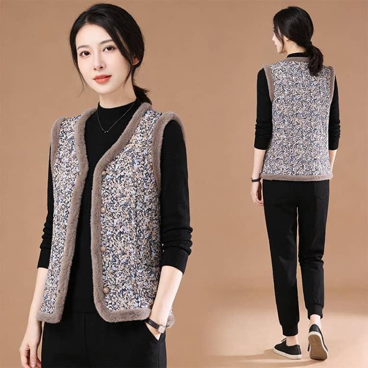 ハルモニチョッキ おばあちゃんチョッキ おばあちゃん ベスト 韓国 裏起毛 キルト キルティング プレゼント 花柄 総柄秋冬 レディース ハルモニベス |  | 02