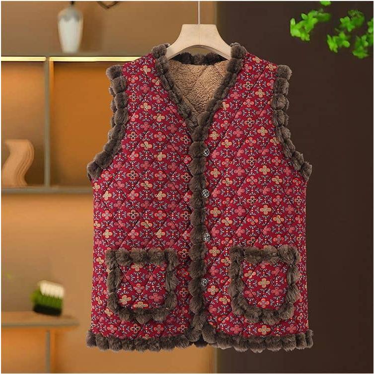 韓国 ハルモニチョッキ おばあちゃん チョッキ ベスト レディース 中綿ベスト 裏起毛 裏ボア キルティング あったか アウター 前開き ルームウェア |  | 12