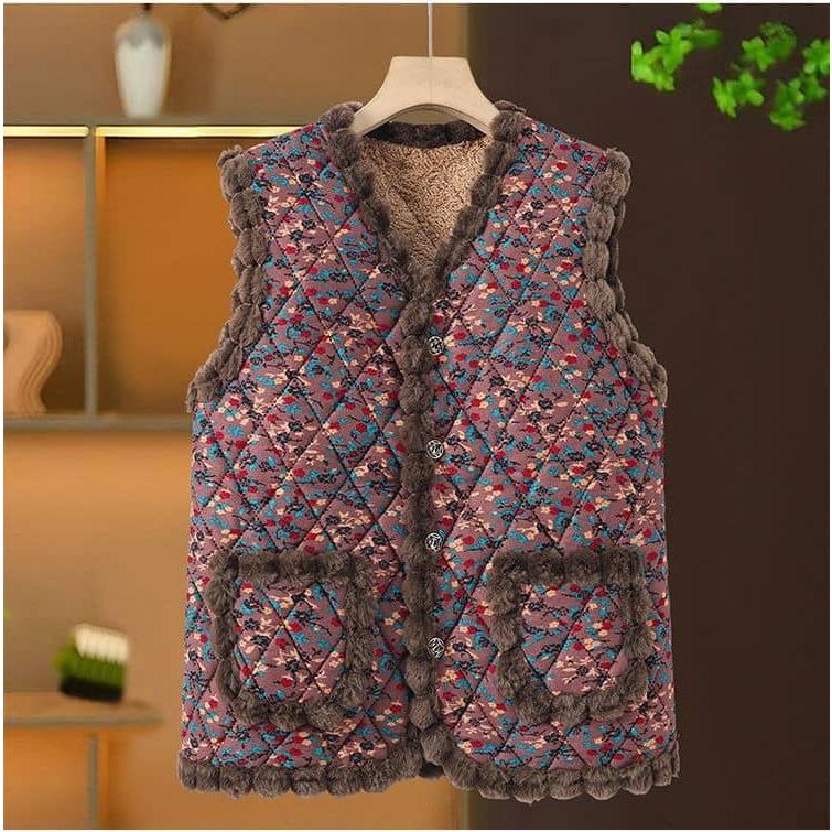 韓国 ハルモニチョッキ おばあちゃん チョッキ ベスト レディース 中綿ベスト 裏起毛 裏ボア キルティング あったか アウター 前開き ルームウェア |  | 15