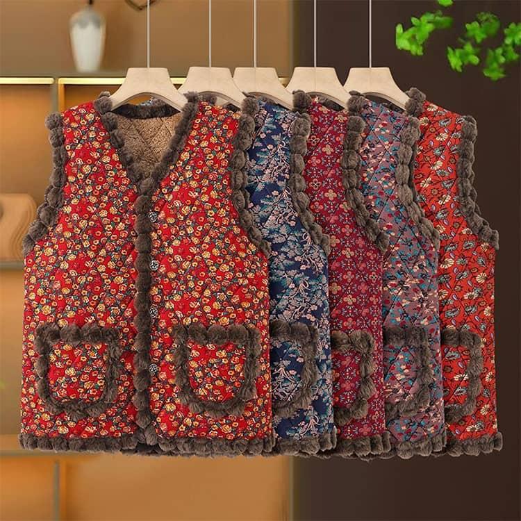 韓国 ハルモニチョッキ おばあちゃん チョッキ ベスト レディース 中綿ベスト 裏起毛 裏ボア キルティング あったか アウター 前開き ルームウェア |  | 01