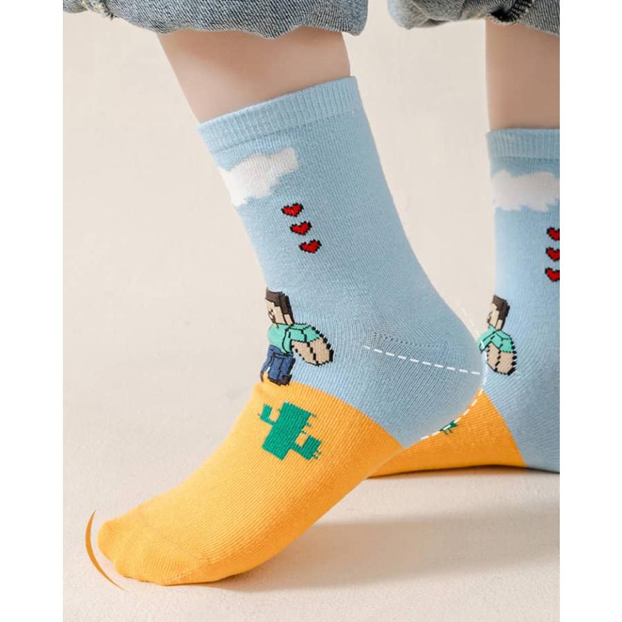 キッズ 靴下 5足セット マインクラフト風 子供用ソックス 靴下 クルーソックス ジュニア ベビー 幼児 男の子 女の子 通学 通園用 ボーイズ ガー |  | 11