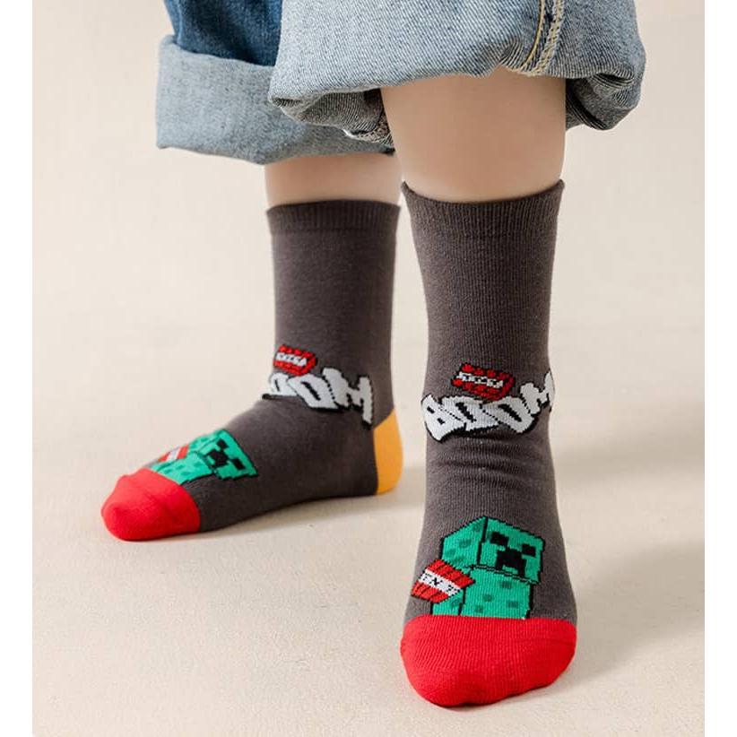 キッズ 靴下 5足セット マインクラフト風 子供用ソックス 靴下 クルーソックス ジュニア ベビー 幼児 男の子 女の子 通学 通園用 ボーイズ ガー |  | 13