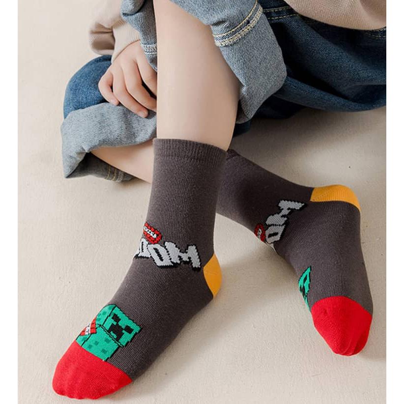 キッズ 靴下 5足セット マインクラフト風 子供用ソックス 靴下 クルーソックス ジュニア ベビー 幼児 男の子 女の子 通学 通園用 ボーイズ ガー |  | 14