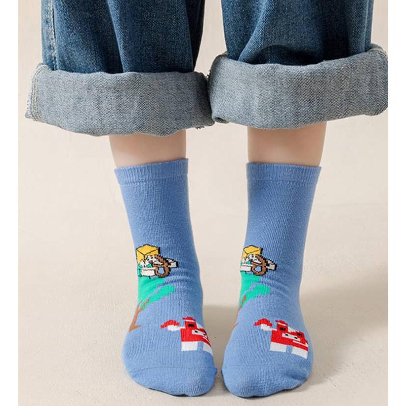 キッズ 靴下 5足セット マインクラフト風 子供用ソックス 靴下 クルーソックス ジュニア ベビー 幼児 男の子 女の子 通学 通園用 ボーイズ ガー |  | 15