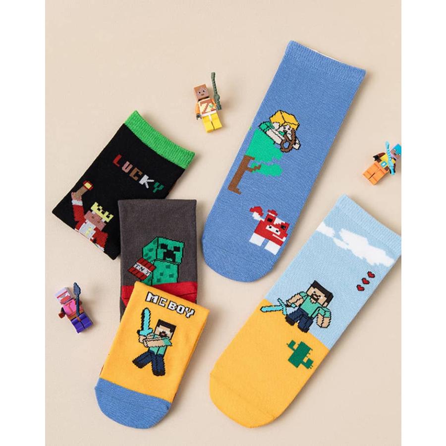 キッズ 靴下 5足セット マインクラフト風 子供用ソックス 靴下 クルーソックス ジュニア ベビー 幼児 男の子 女の子 通学 通園用 ボーイズ ガー |  | 16