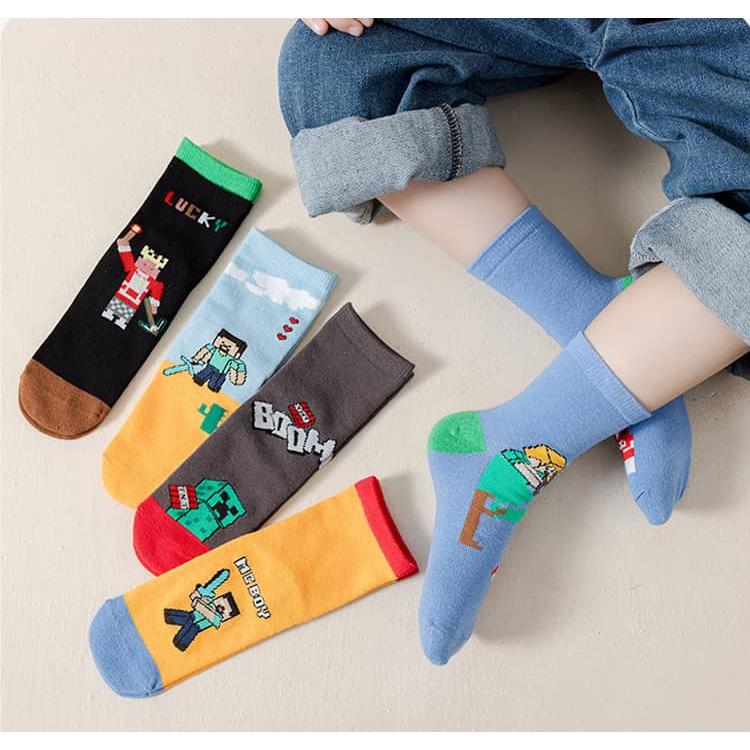 キッズ 靴下 5足セット マインクラフト風 子供用ソックス 靴下 クルーソックス ジュニア ベビー 幼児 男の子 女の子 通学 通園用 ボーイズ ガー |  | 17