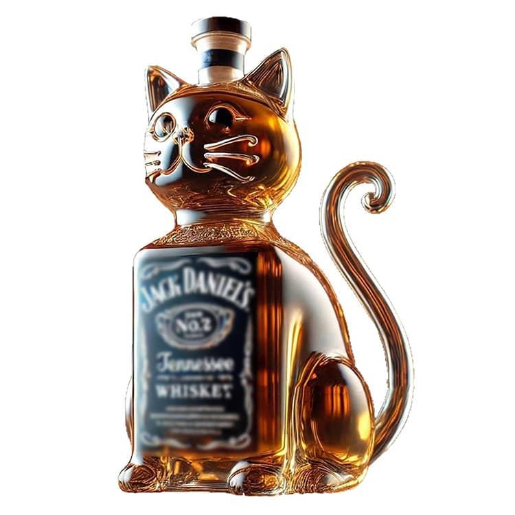 耐熱ガラス製 ウィスキーボトル 猫 キャット 動物柄ガラス容器 