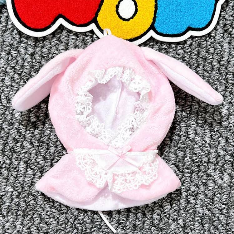 ぬい服 10cm ポンチョ うさ耳 ちび ぬいぐるみ 服 スタイ うさぎ 11cm