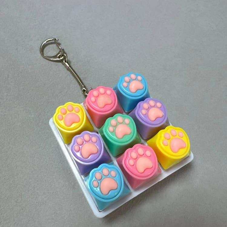 肉球 キーボードキーホルダー フィジェットトイ ねこ 猫 メカニカル タクタイル スイッチ ミニキーボード マルチカラー ストレスリリーフ フォーカス |  | 22