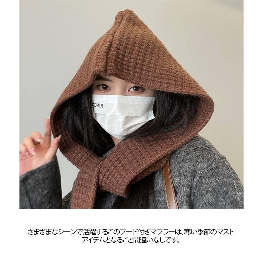 viavanda フード付きマフラーニット2way グレー VIAVANDA/ヴィアヴァンダ】2WAY HOODED MUFFLER KNIT（マフラー