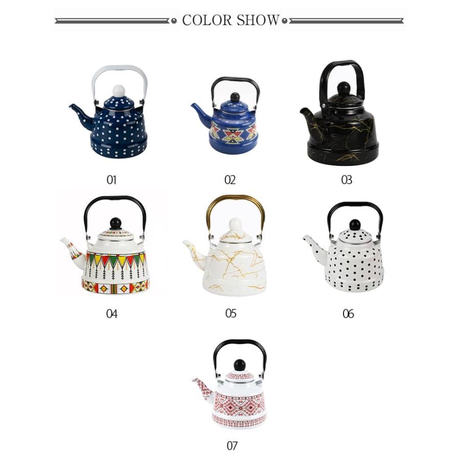 琺瑯 ホーロー ケトル やかん ホーローやかん 薬缶 おしゃれ 洗いやすい IH対応 レトロ キッチン雑貨 注ぎ口 シンプル 1L 1.7L 2.5L |  | 06