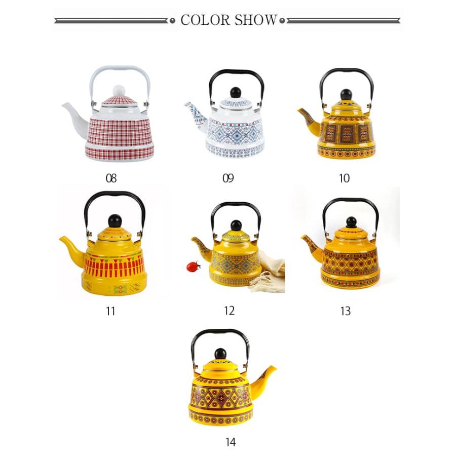 琺瑯 ホーロー ケトル やかん ホーローやかん 薬缶 おしゃれ 洗いやすい IH対応 レトロ キッチン雑貨 注ぎ口 シンプル 1L 1.7L 2.5L |  | 07