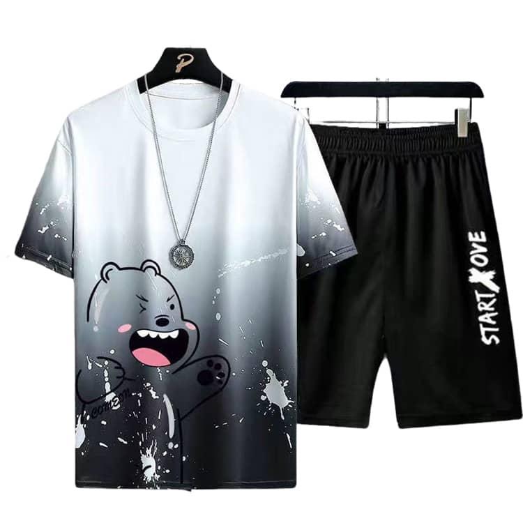 メンズ セットアップ 半袖Tシャツ ハーフパンツ 2点セット クルー