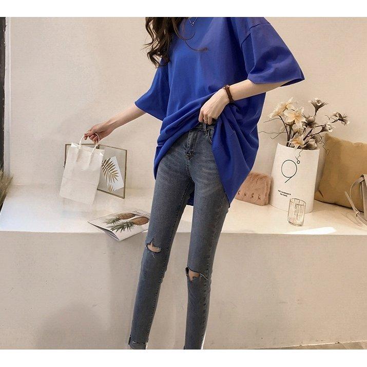 Tシャツチュニック女性レディース6分袖トップス無地ラウンドネックビッグシルエットシンプルお洒落オーバーサイズ可愛い |  | 12