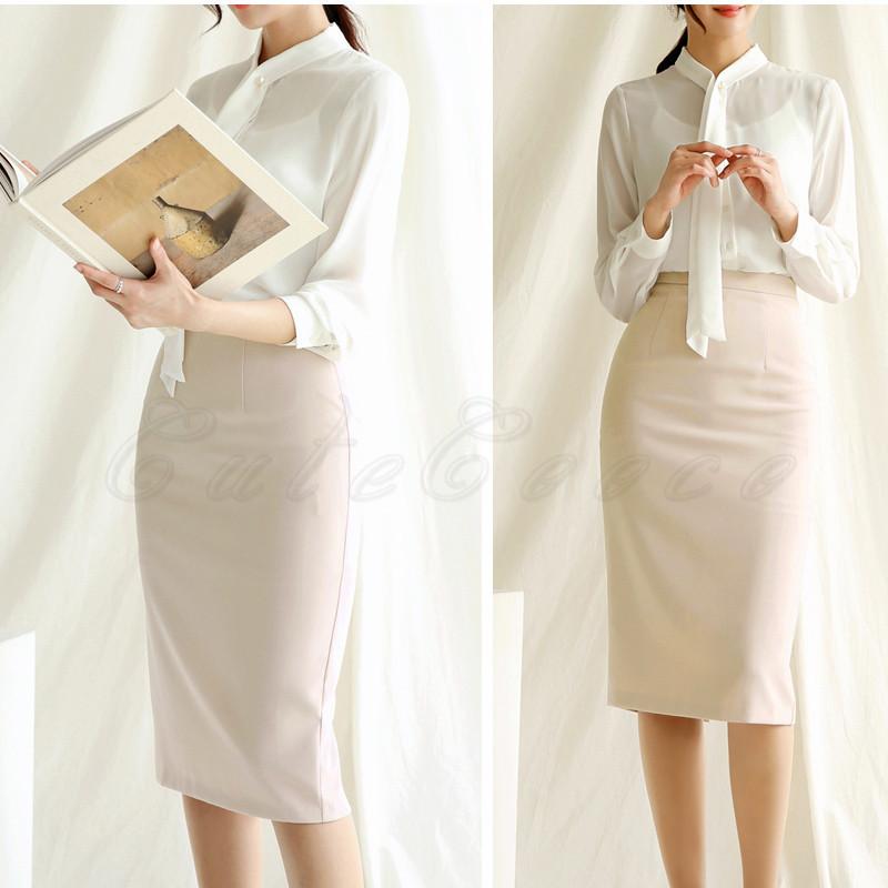 タイトスカート21年春新作ペンシルスカートレディース膝丈/膝下無地ボトムスハイウエストフォーマル美脚通勤ビジネス仕事 |  | 10