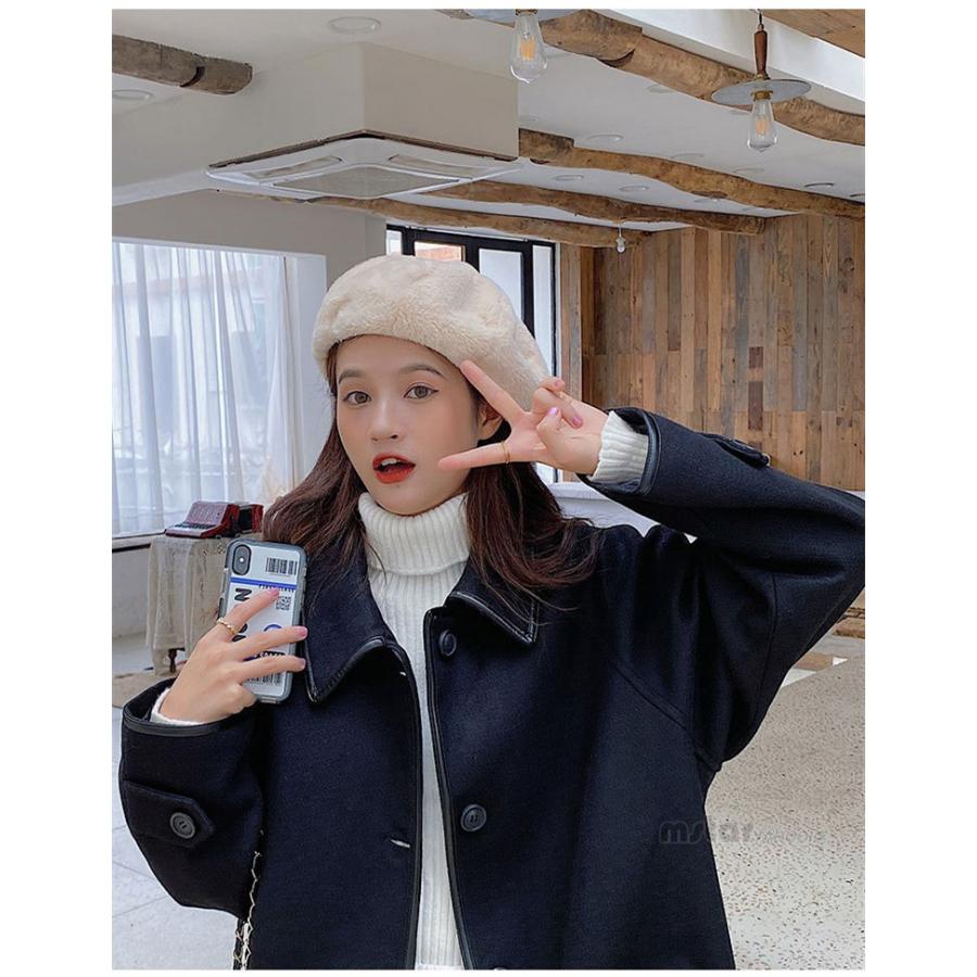 レディースベレー帽冬物秋冬ベーレ帽子暖無地きれいめフェルトカラフル |  | 15