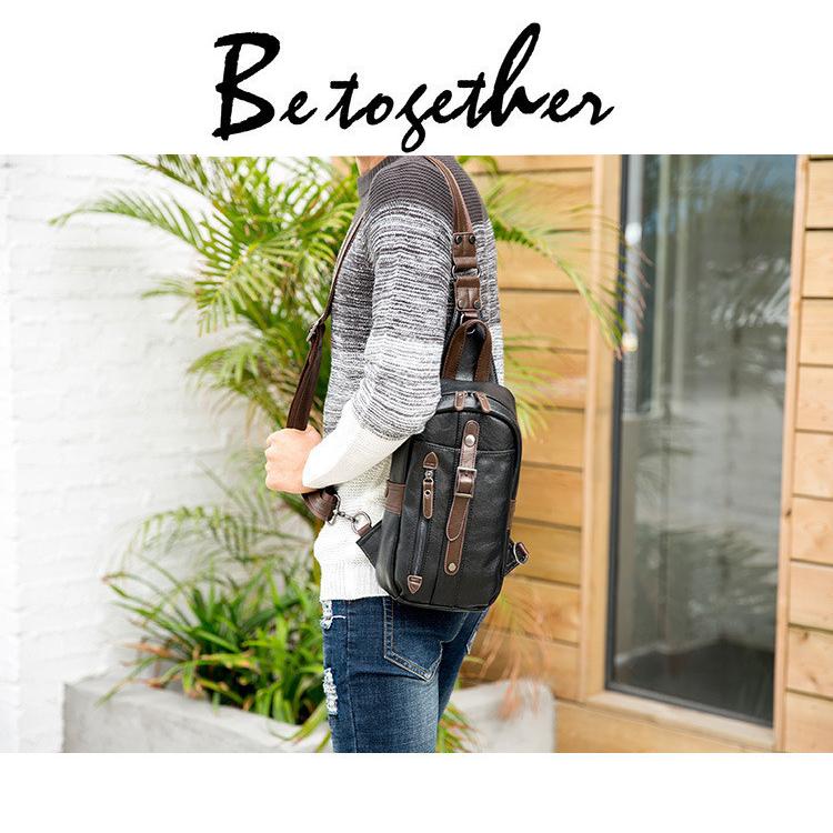 メンズボディバッグ2waypu革斜め掛け縦型自転車ショルダーバッグレザー鞄カジュアルワンショルダー |  | 13