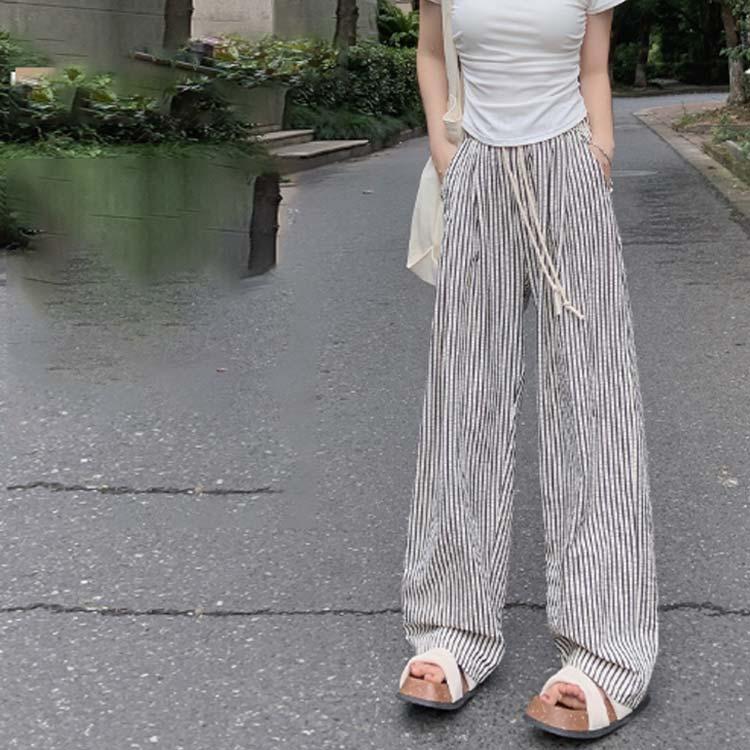 ストライプ パンツ レディース 春 夏 秋 ワイドパンツ ボトムス