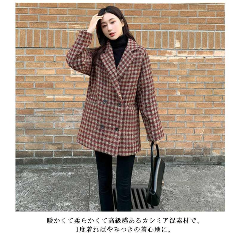 美品 SUNSEA チェック柄 ウール 中綿 パイピングレザー チェスターコート チェスターコート レディース アウター チェック柄 コート 秋 冬