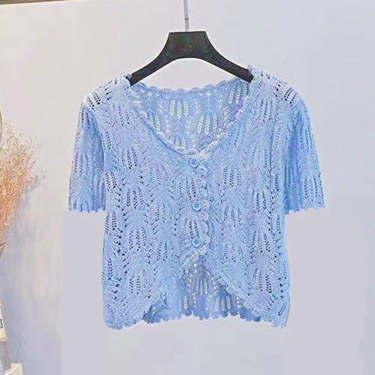 春夏 サマーカーディガン サマーニット ボレロ カットワーク 通勤