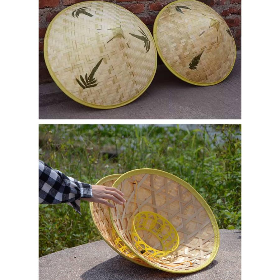 笠 編み笠 竹笠 竹編み 麦わら帽子 軽量 農作業 帽子 つば広大 防水 UV