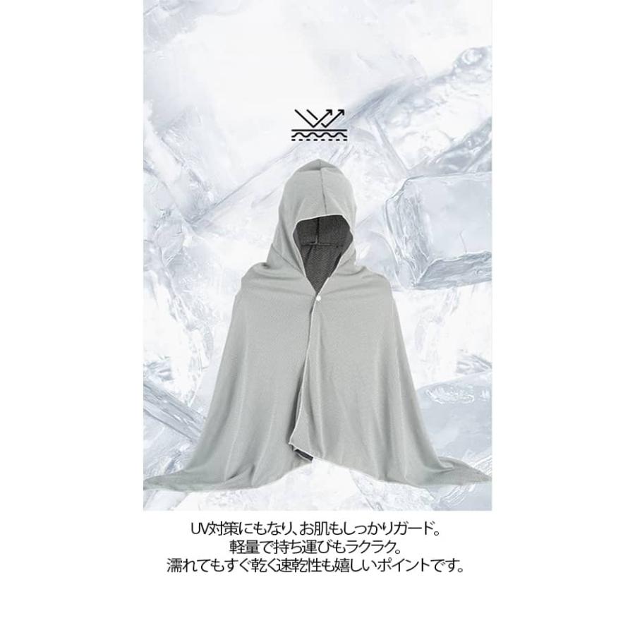 冷感ポンチョ uvカット 即効冷感 クールポンチョ 肌温度-15℃ 濡らさ
