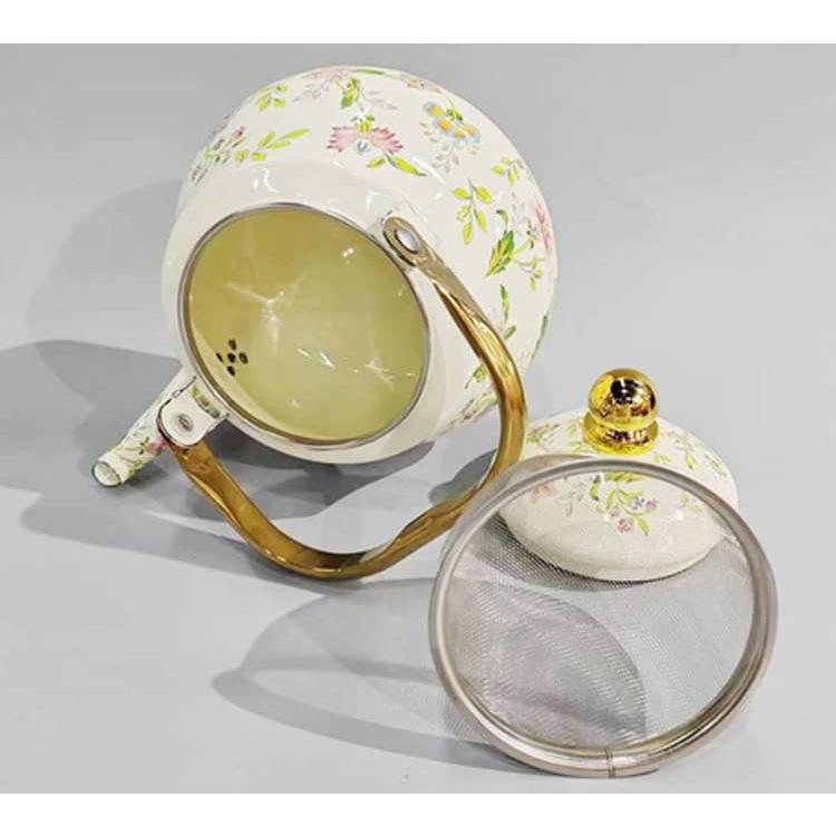 ホーロー やかん ケトル 茶こし付き 直火 IH対応 琺瑯 ティーポット