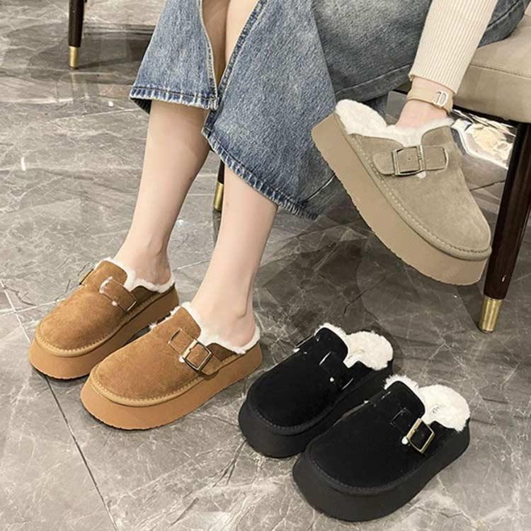 サボサンダル レディース 裏起毛 厚底 裏ボア かかとなし 秋冬 暖かい