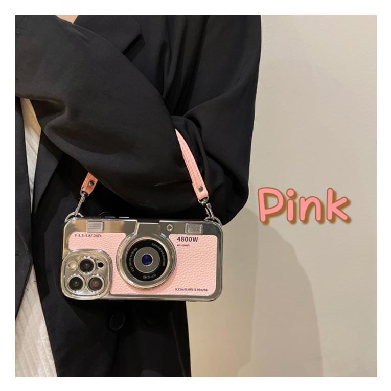 iPhone15 iPhoneケース スマホケース カメラ型 ストラップ付