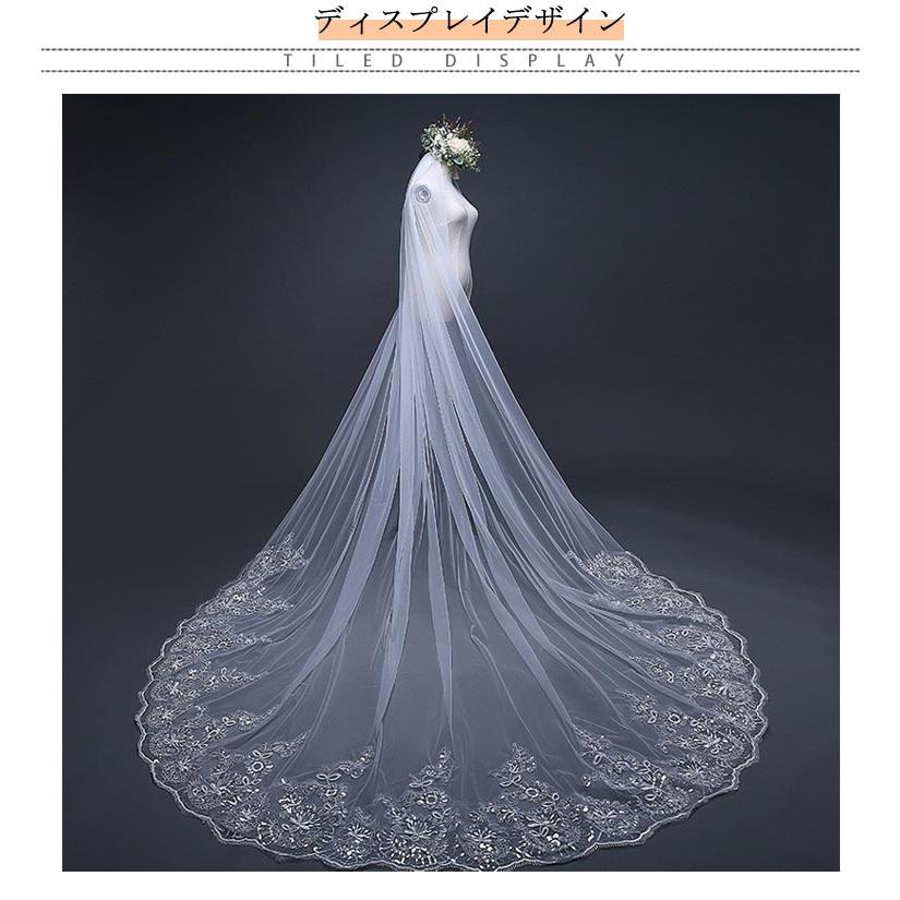 ブライダル ベール 5m 【金属コーム付き】 ベールダウン ヘッド