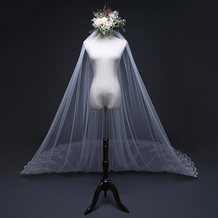あ*ろ様 ウェディングベール ロング 5m ブライダル ベール 5m 【金属コーム付き】 ベールダウン ヘッド
