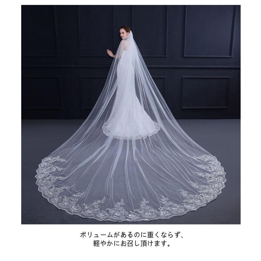 ブライダル ベール 5m 【金属コーム付き】 ベールダウン ヘッド