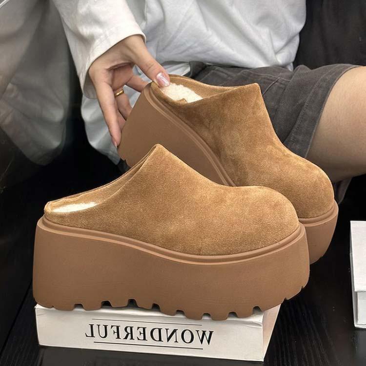 ムートンシューズ レディース 厚底スリッポン サボサンダル かかとなし