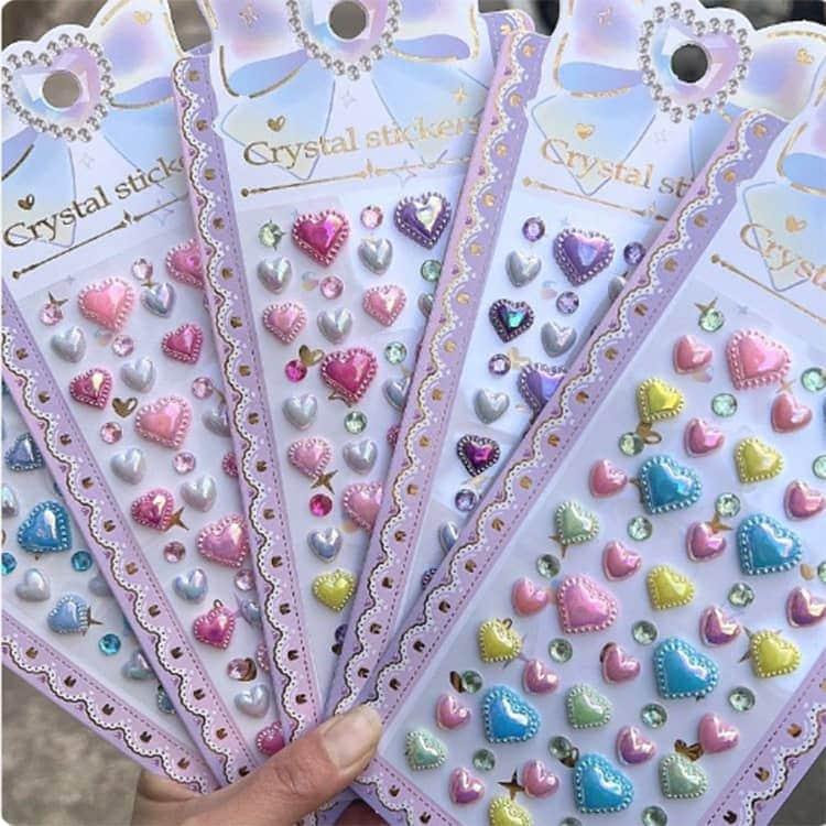 5枚セット シール ぷっくり 立体 可愛い 装飾用 ストーンシール 3D