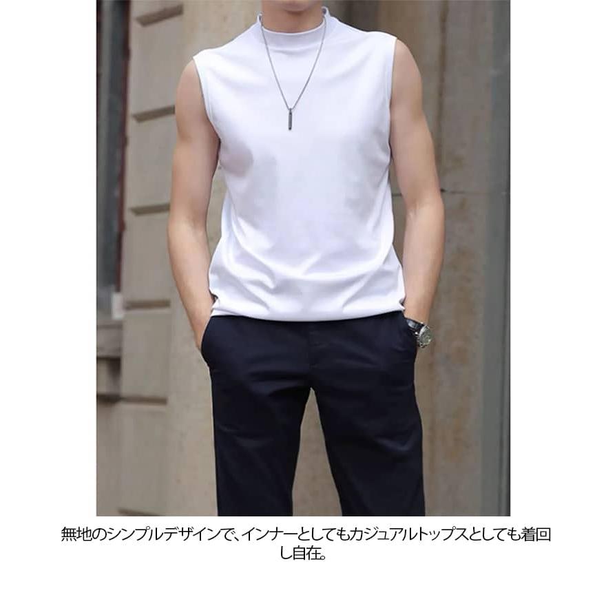 2枚セット ゴルフ モックネックシャツ ノースリーブ Tシャツ タンク