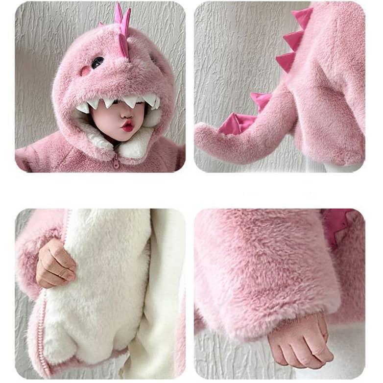 子供服 恐竜 着ぐるみ ふわふわ ファージャケット ボアコート パーカー 