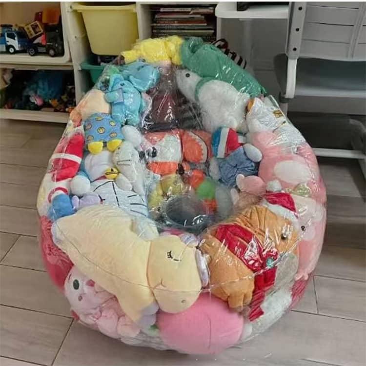 ぬいぐるみ収納 ビーンバッグ ソファ 透明 チェア 座れる おもちゃ箱