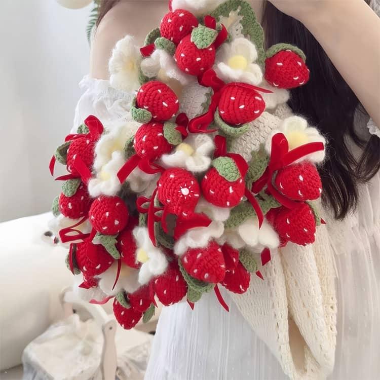 花束ブランケット かぎ針編みキット 手作り DIY セット イチゴ 花 毛糸