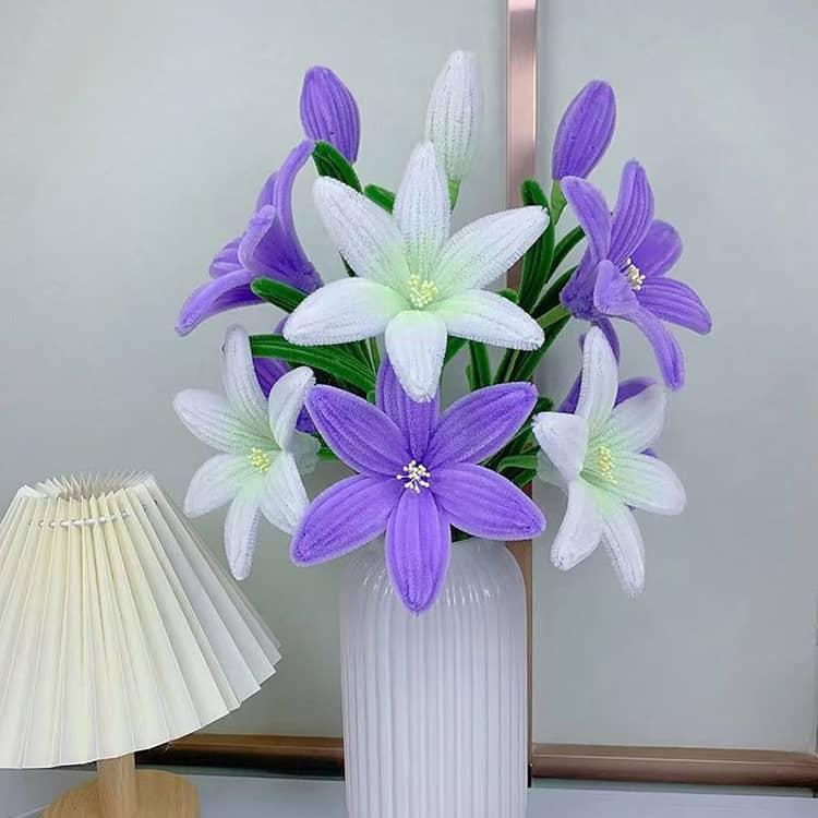 手芸モール 百合13本 手作りキット モールフラワー 花束 大容量 材料