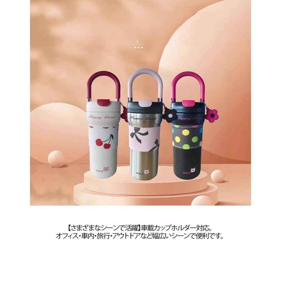 新品未使用　LA✨ストロー使用　ステンレス水筒　お値下げ！ 水筒 ストロータンブラー ハンドル付き 720ml 魔法瓶 セラミック