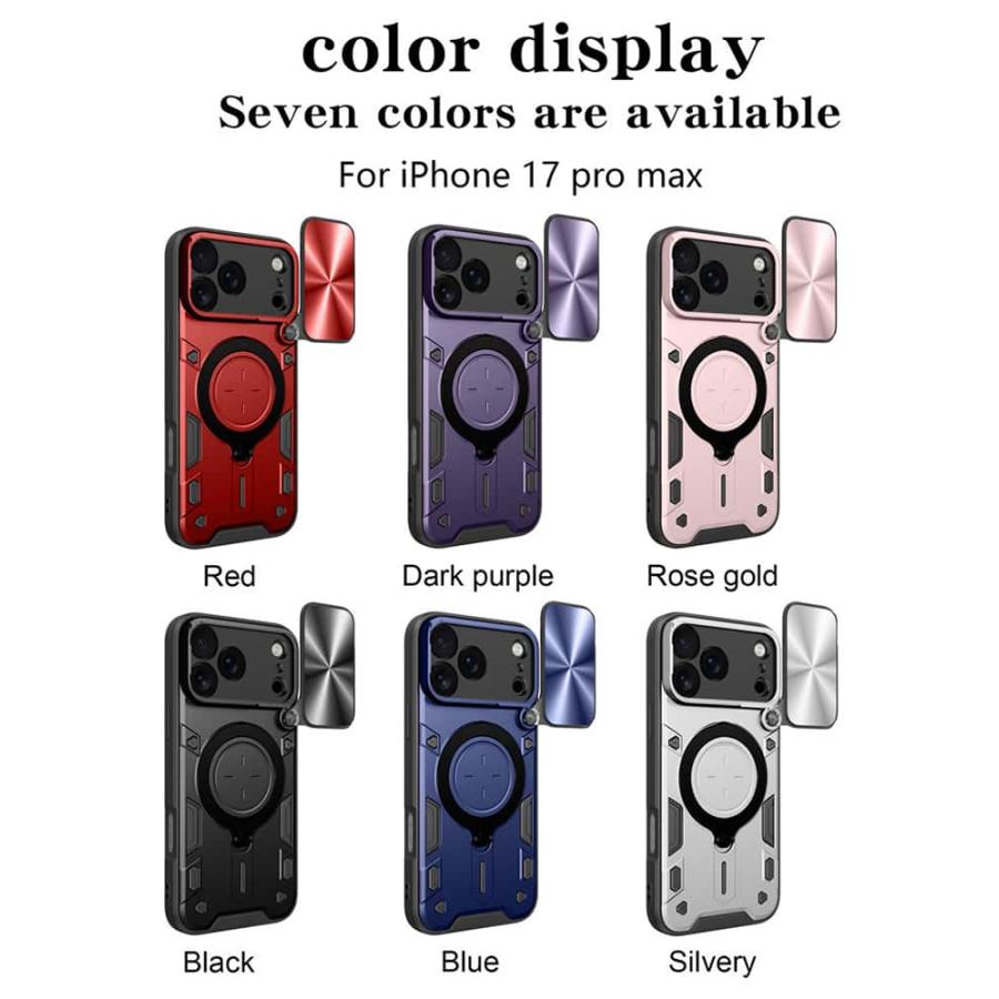 iPhone17 ケース iPhone16 耐衝撃 カバー スライド式カメラレンズ