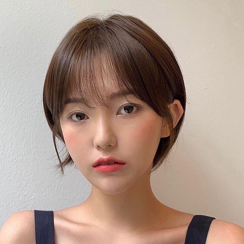 前髪ウィッグ 部分ウィッグ 頭上部 つむじ付き ヘアピース 白髪円型 