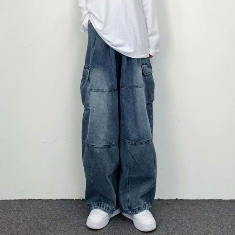 デニム カーゴパンツ メンズ レディース ジーンズ ゆったり ワイドパンツ ジーパン ウエストゴム 涼しい アメカジ ボトムス 大きいサイズ イージー |  | 03