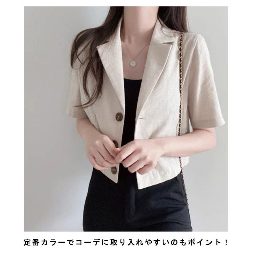 半袖 ブレザー ジャケット はおり ショート丈 スーツジャケット 夏