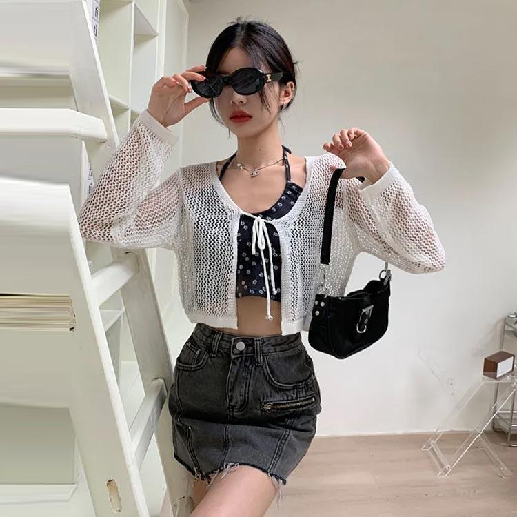 カーディガン サマーカーディガン レディース ショート丈 uvカット 春 夏 透かし編み 体型カバー ボレロ 夏カーディガ ゆったり 薄手 夏用 おし |  | 02