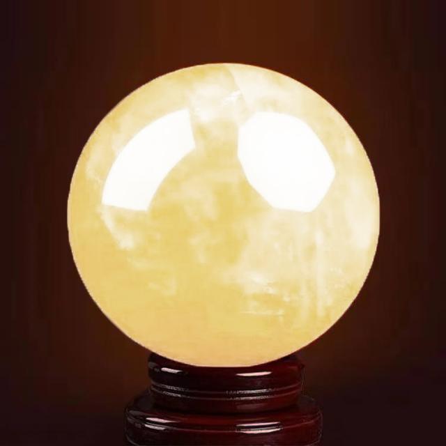水晶玉 黄水晶 天然 シトリン 丸玉 縁起物 風水グッズ 水晶球 天然水晶