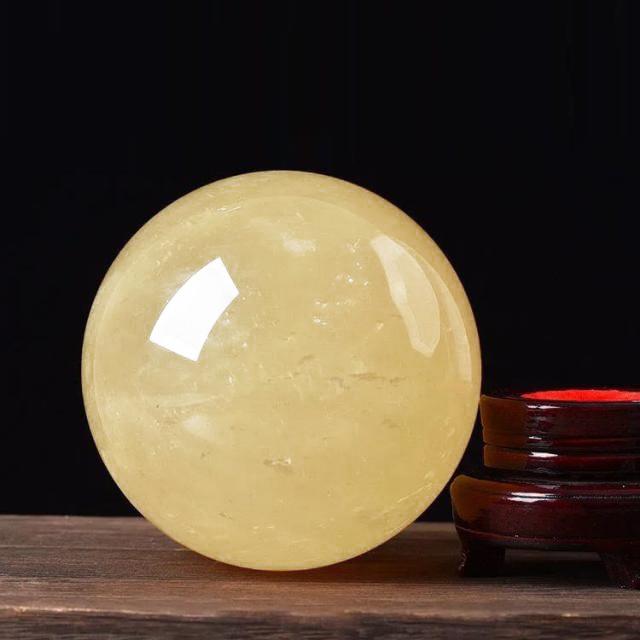水晶玉 黄水晶 天然 シトリン 丸玉 縁起物 風水グッズ 水晶球 天然水晶